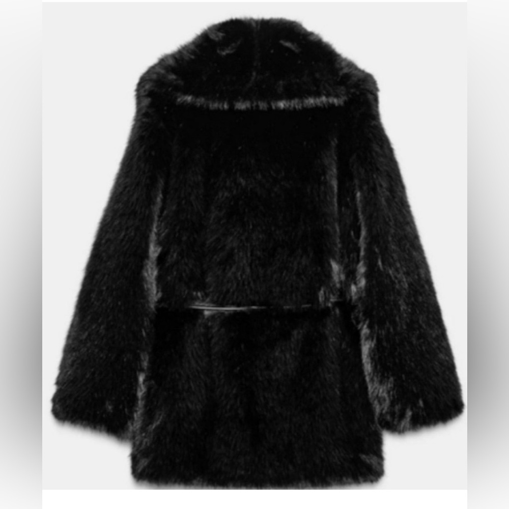 Brand new Zara Luxurious cozy Black Faux Fur Coat fantastic piece NWT - Picture 10 of 13